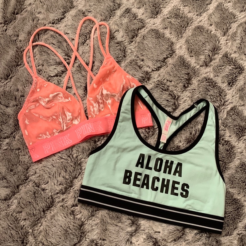 BUNDLE - Victoria’s Secret PINK bras, pink velvet and aqua